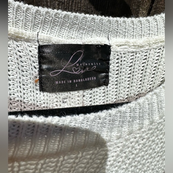 Maternity Love Knit Sweater with Buttons Down Back White Tan Terracotta Red - Picture 5 of 5